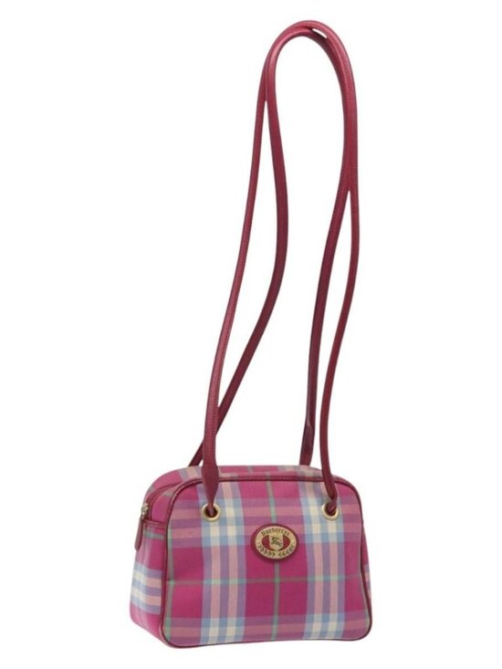 Burberry Handbags - Burberrys Nova Check Shoulder Bag Canvas Pink Gold Auth 122611